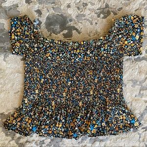 NEW BCBGeneration Smocked Off Shoulder Crop Top